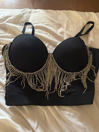 Top Corset Negro con Pedrería