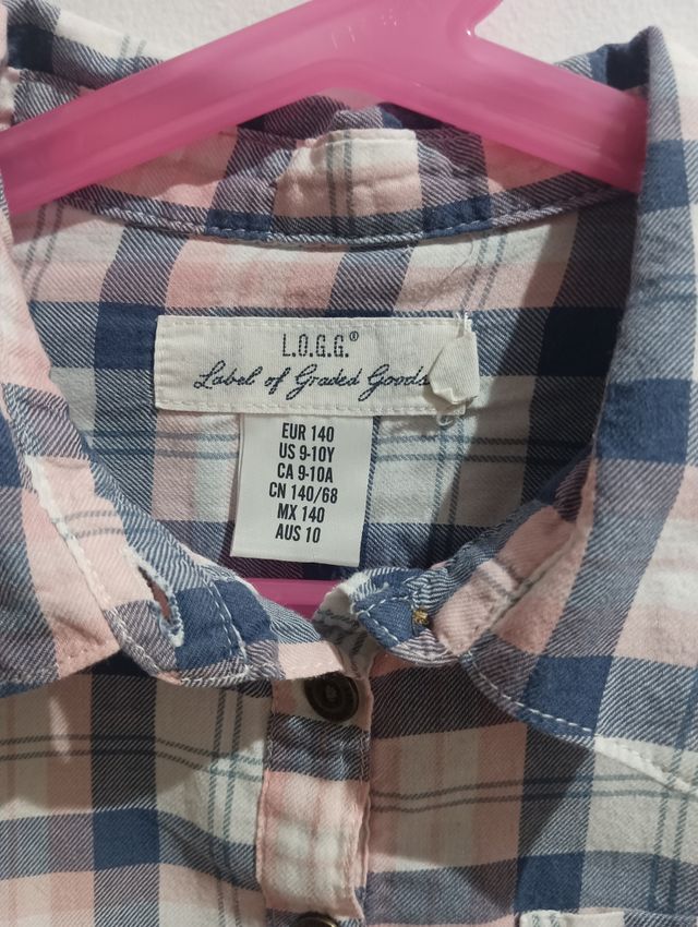 Camisa larga cuadros niña talla 9-10, 140cm