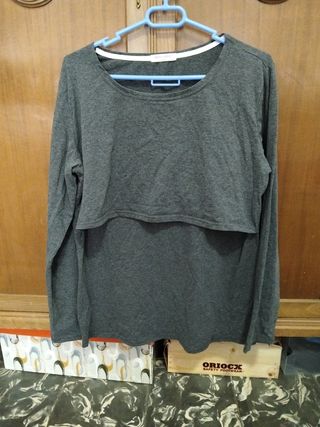 Camiseta lactancia manga larga gris XL