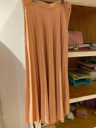 Falda plisada Zara rosa