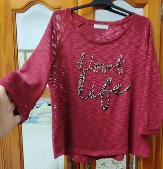 Jersey granate con mensaje Live the life