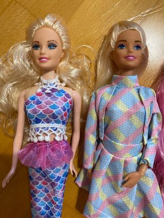 3 Muñecas estilo Barbie +sirena de regalo 