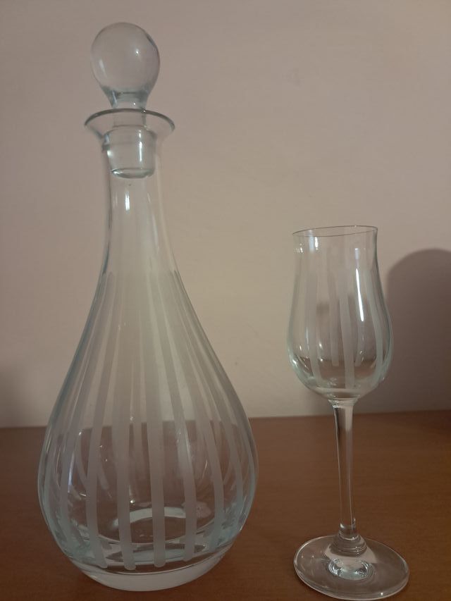 Juego 12 copas chupito y botella cristal