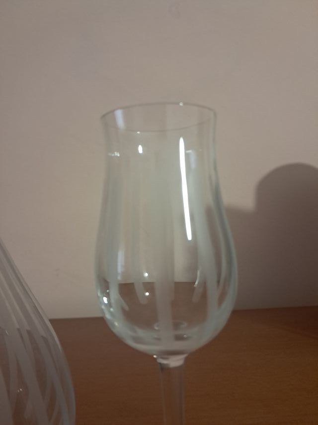 Juego 12 copas chupito y botella cristal