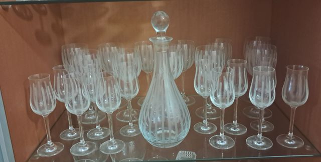 Juego 12 copas chupito y botella cristal