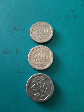 Lote 3 monedas 200 pesetas 1986-1988