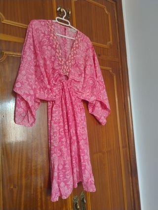 Vestido rosa estampado Talla XL