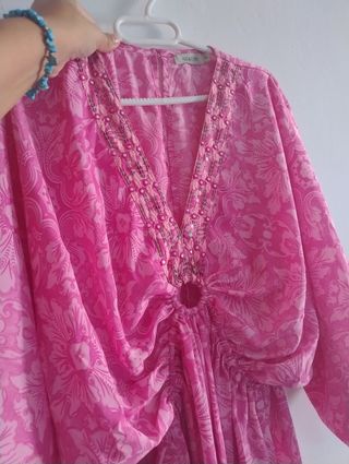 Vestido rosa estampado Talla XL