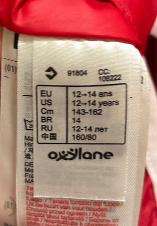 Chubasquero Quechua Rojo Talla 12-14 años