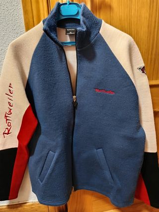 Chaqueta Vintage Rottweiler Azul y Beige. 