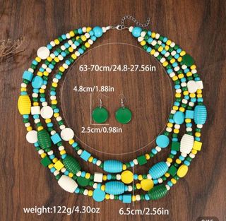 Collar y pendientes madera hecho a mano bohemio