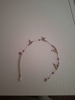 Tobilleras con delfines y perlas moradas