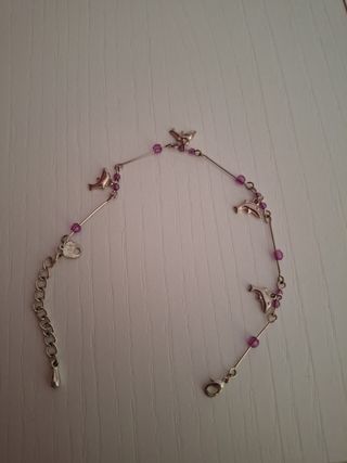 Tobilleras con delfines y perlas moradas