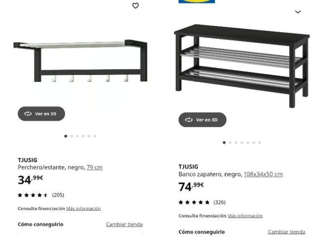 Perchero y Banco-Zapatero serie TJUSIG de Ikea