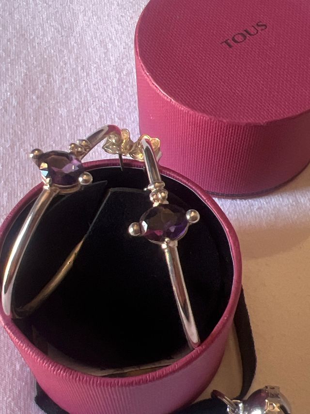 Pendientes Tous plata y lila