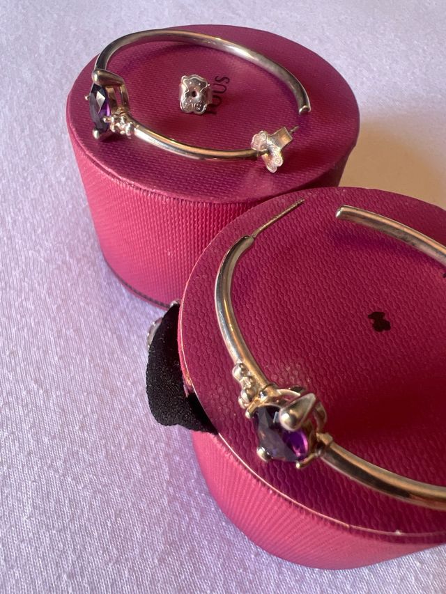 Pendientes Tous plata y lila