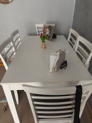 PACK! Mesa de comedor extensible blanca +6 sillas