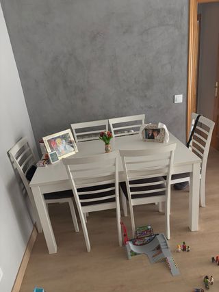 PACK! Mesa de comedor extensible blanca +6 sillas