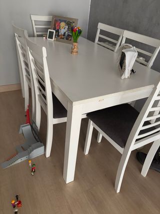 PACK! Mesa de comedor extensible blanca +6 sillas