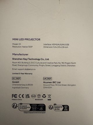 Mini proyector Akiyo portátil blanco