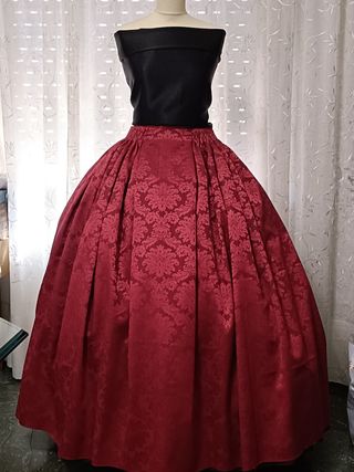Falda Fallera/Huertana Roja damasco