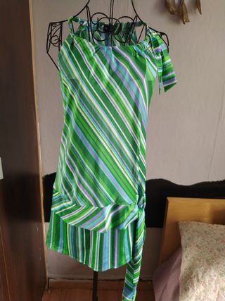 Blusón de poliéster con rayas verdes