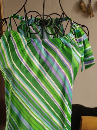 Blusón de poliéster con rayas verdes