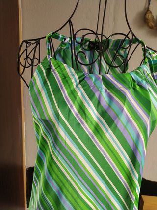 Blusón de poliéster con rayas verdes