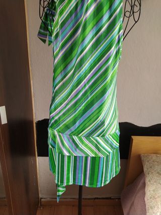 Blusón de poliéster con rayas verdes