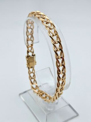 Pulsera de Oro 18K, Barbada Maciza, 28,09gr, 22cm