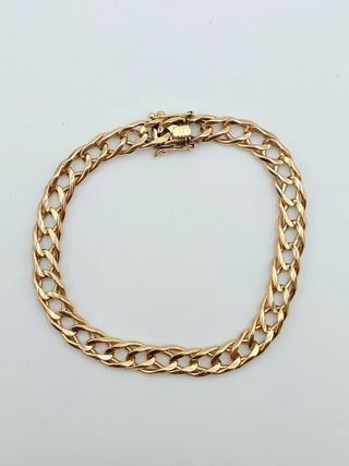 Pulsera de Oro 18K, Barbada Maciza, 28,09gr, 22cm