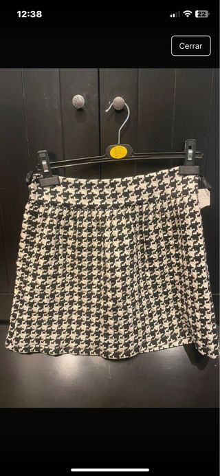 Falda de cuadros blanco y negro M/L