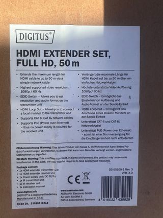 Kit Extensor HDMI DIGITUS Full HD 50m