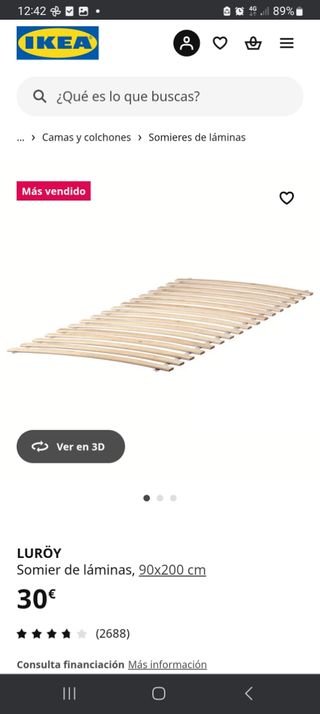 Somier Luroy IKEA 90x200