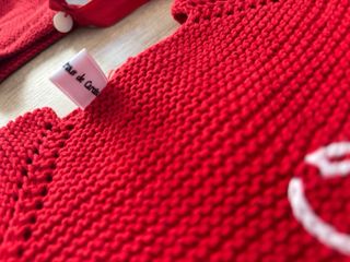 Conjunto 1-3 bebé rojo tejido