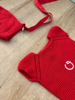Conjunto 1-3 bebé rojo tejido