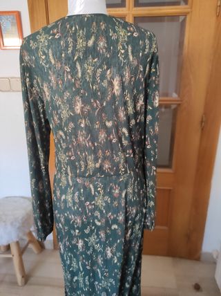 Vestido largo estampado floral manga larga
