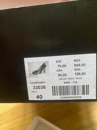 Zapatos de tacón Cuplé piel gris talla 40