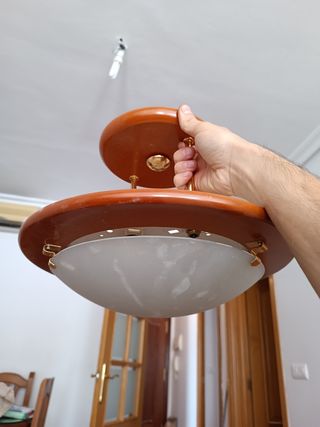 Lámpara de techo madera y cristal