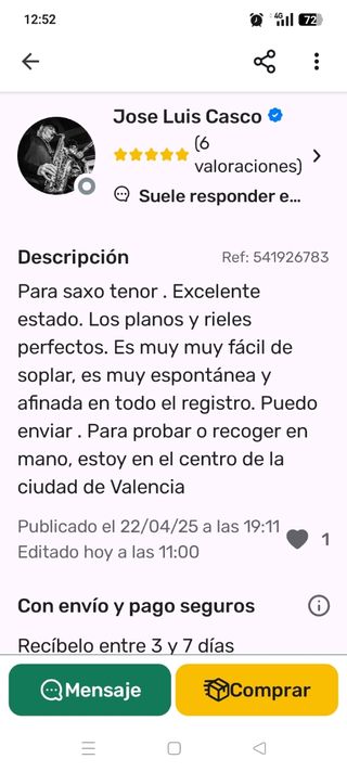 Boquilla saxo tenor Vandoren T75 Java