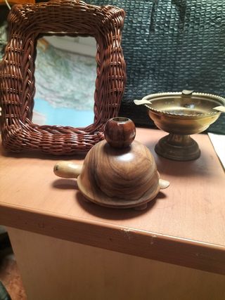 Lote vintage: espejo, cenicero y más