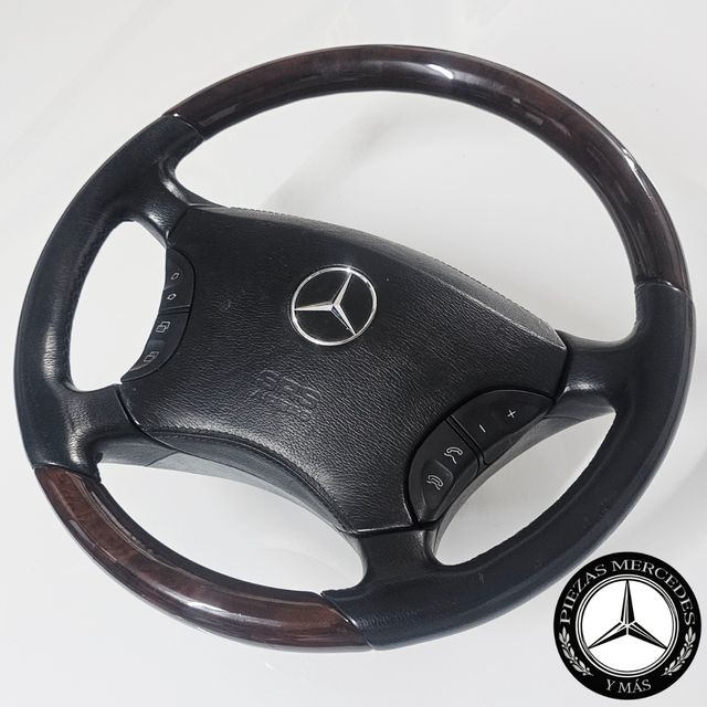 VOLANTE MERCEDES MADERA RAIZ NOGAL CUERO NEGRO