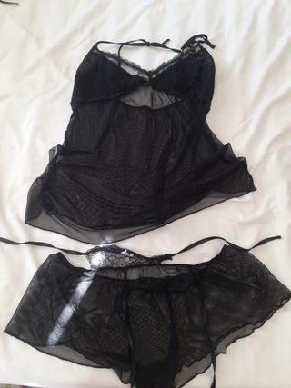 Negligé negro 2 piezas