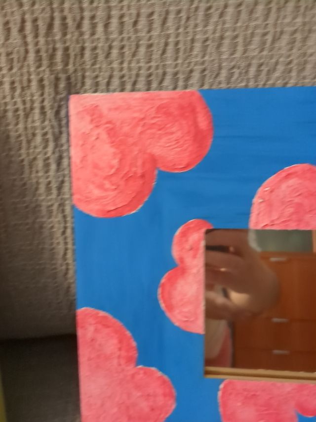 2 Cuadros-Espejos Decorativos Nubes y Corazones