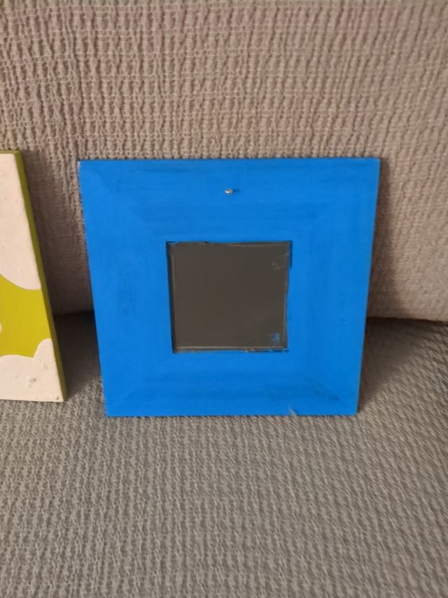 2 Cuadros-Espejos Decorativos Nubes y Corazones