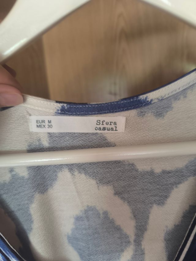 Vestido Sfera estampado azul y blanco Talla M