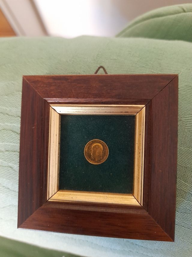 Quadretto con riproduzione di moneta in Gold plate