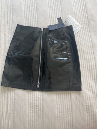 Falda vinilo negra cremallera Rag & Bone de Lujo
