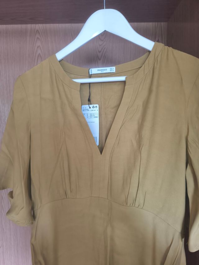 Vestido Mango Talla M Mostaza