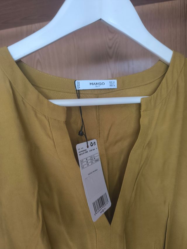 Vestido Mango Talla M Mostaza